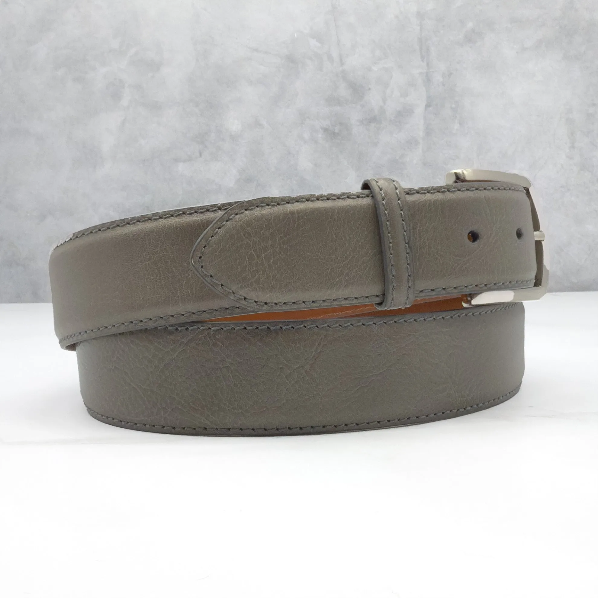 Ready To Ship Italian Calf Belt: Grey (1.5 Width)