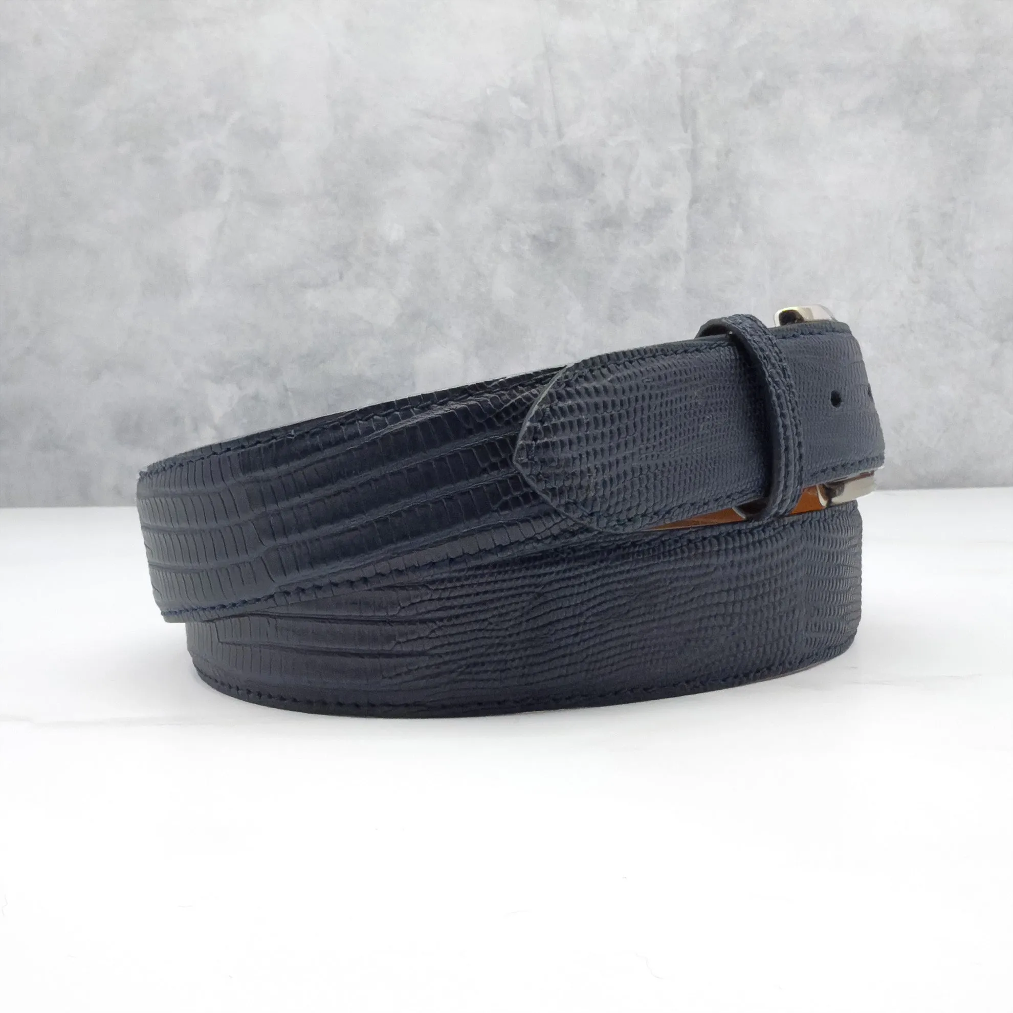 Ready To Ship Lizard Belt: Matte Navy 1.5" width