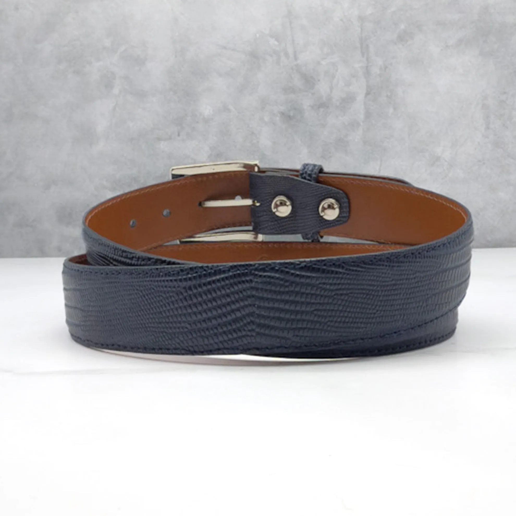 Ready To Ship Lizard Belt: Matte Navy 1.5" width