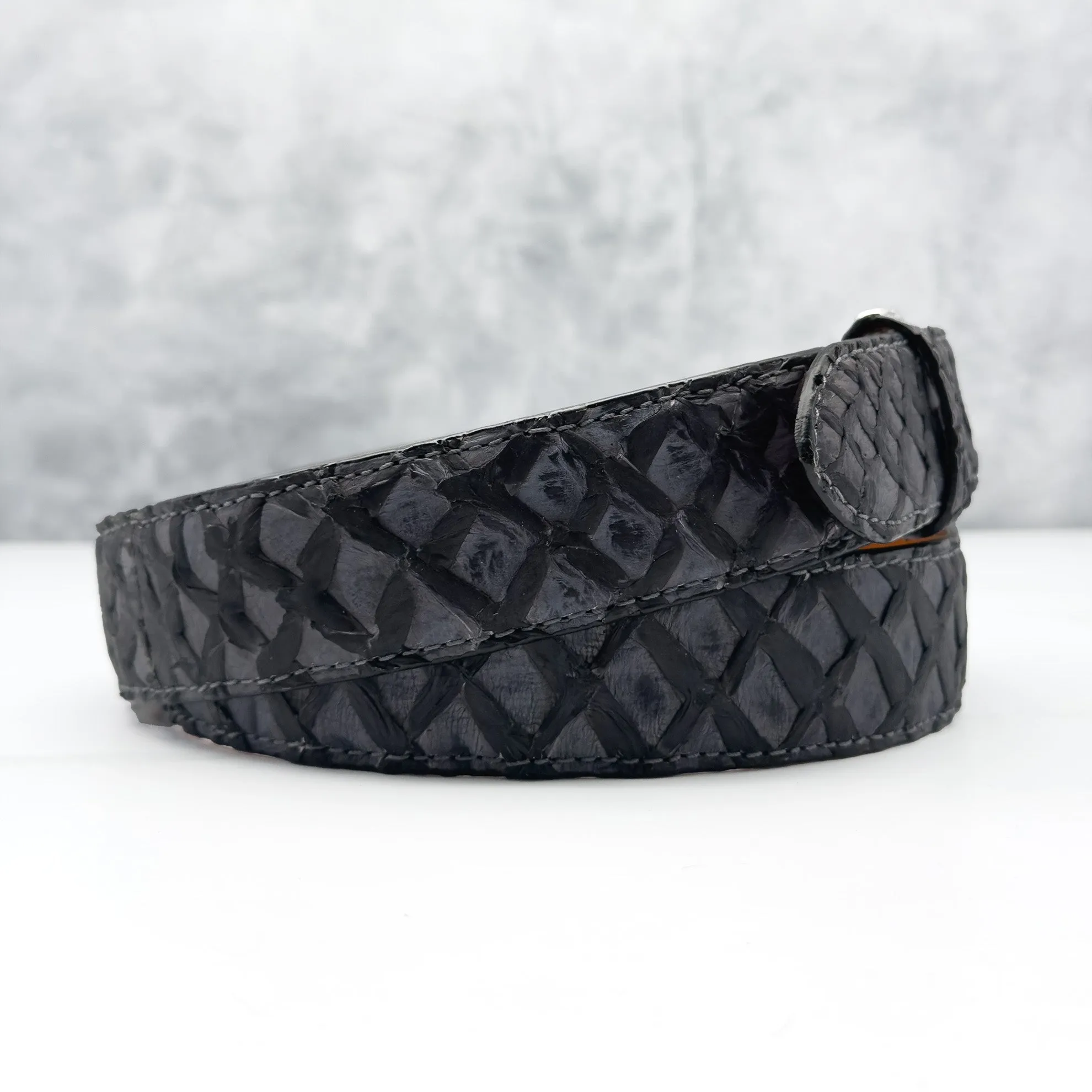 Ready To Ship Pirarucu Belt: Grey Fog