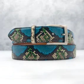 Ready To Ship Python Belt: Morenci Turquoise  (1.5" Width)