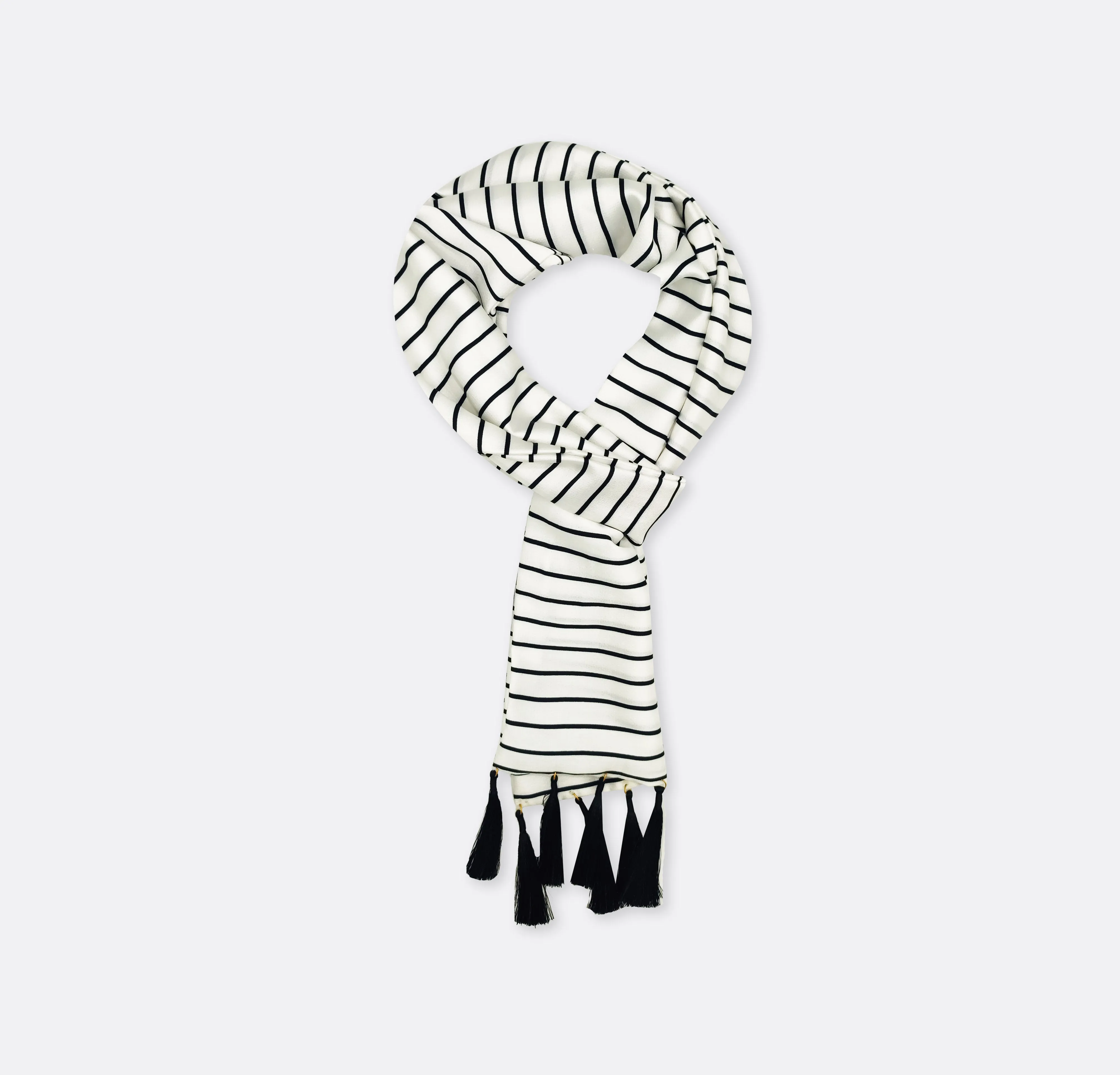 SLEEK BLACK & WHITE STRIPES - SILK MEN SCARVES