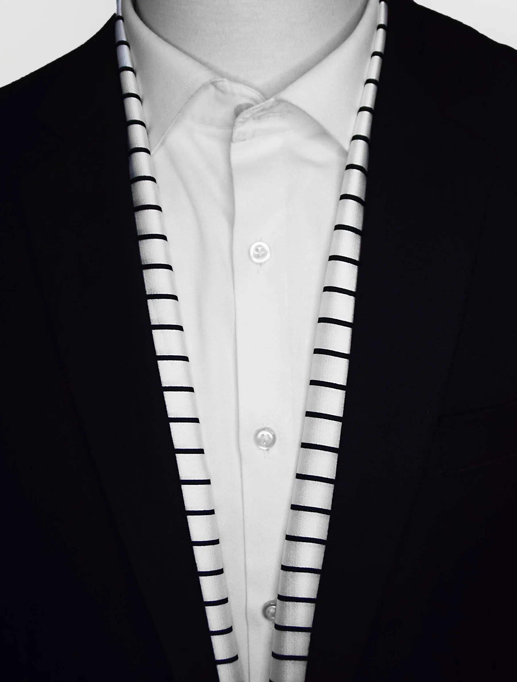 SLEEK BLACK & WHITE STRIPES - SILK MEN SCARVES