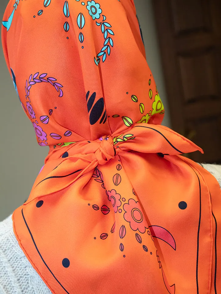 Studio 528 Scorpio Szn Silk Scarf, Orange