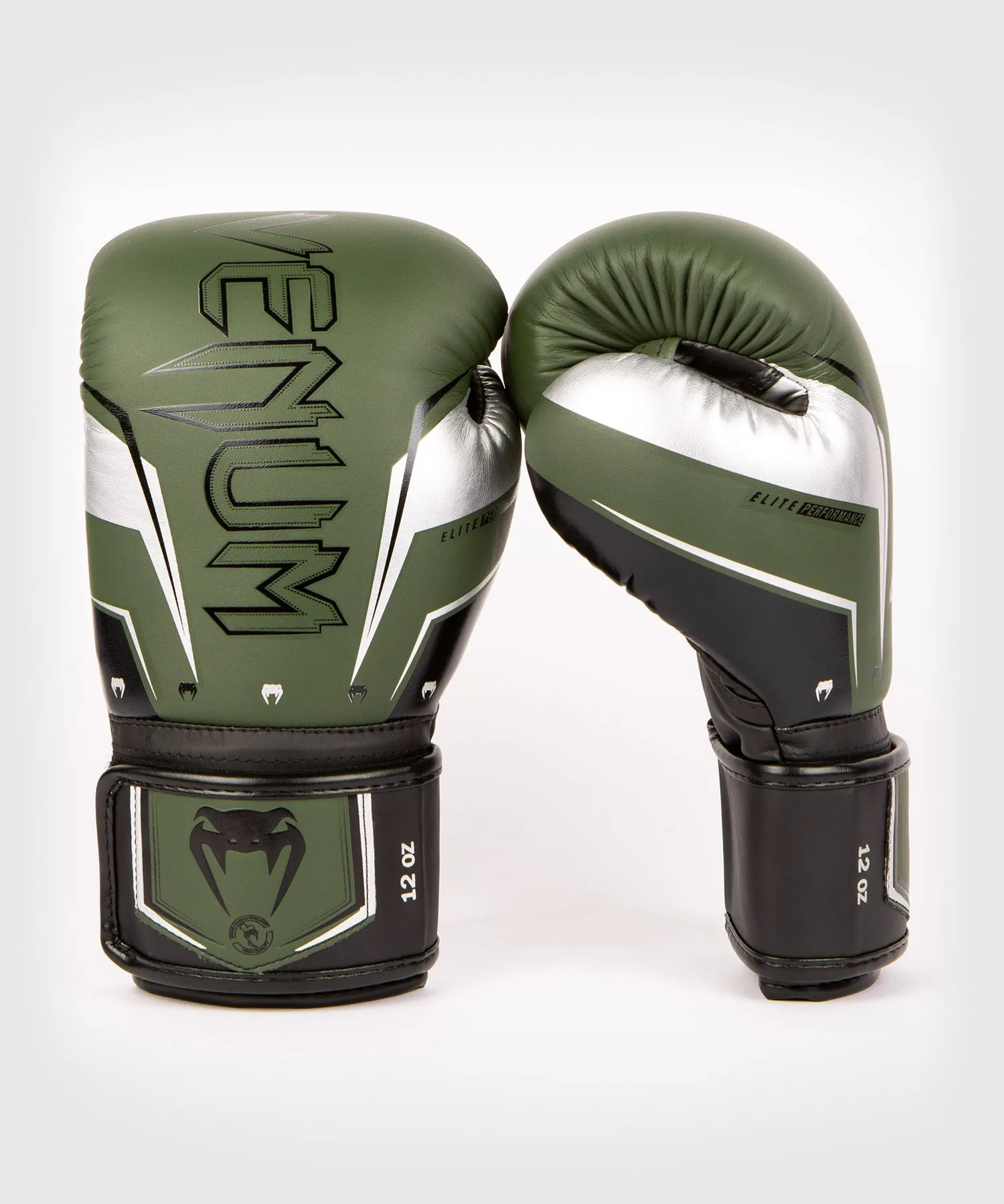 Venum Elite Evo Boxing Gloves - Khaki/Silver